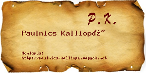 Paulnics Kalliopé névjegykártya